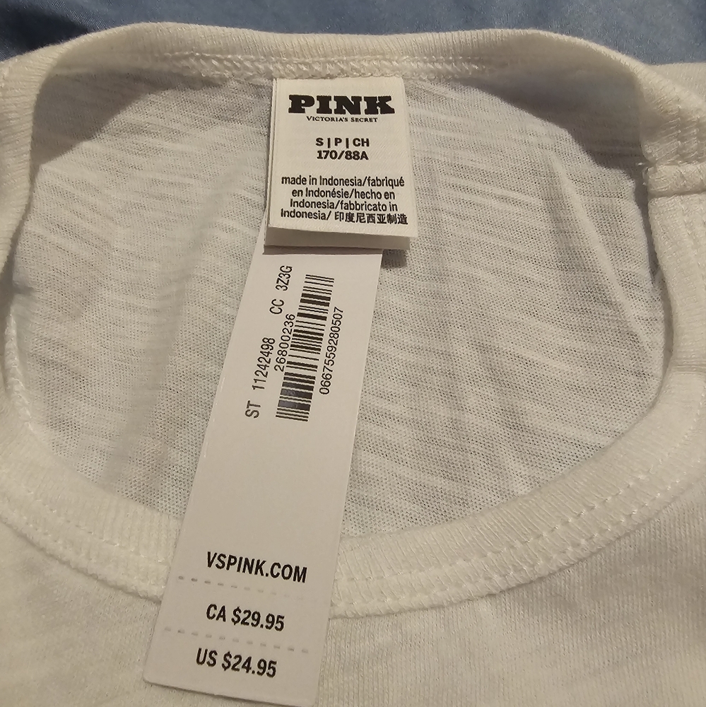 VS PINK Woman's White Tank Top Size Small NWT - Picture 2 of 8